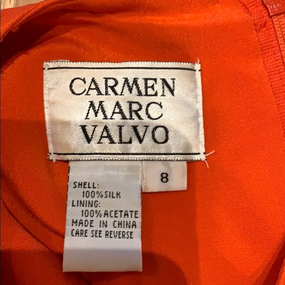Vintage Silk Carmen Marc Valvo Dress Beaded Orange - Picture 8 of 8